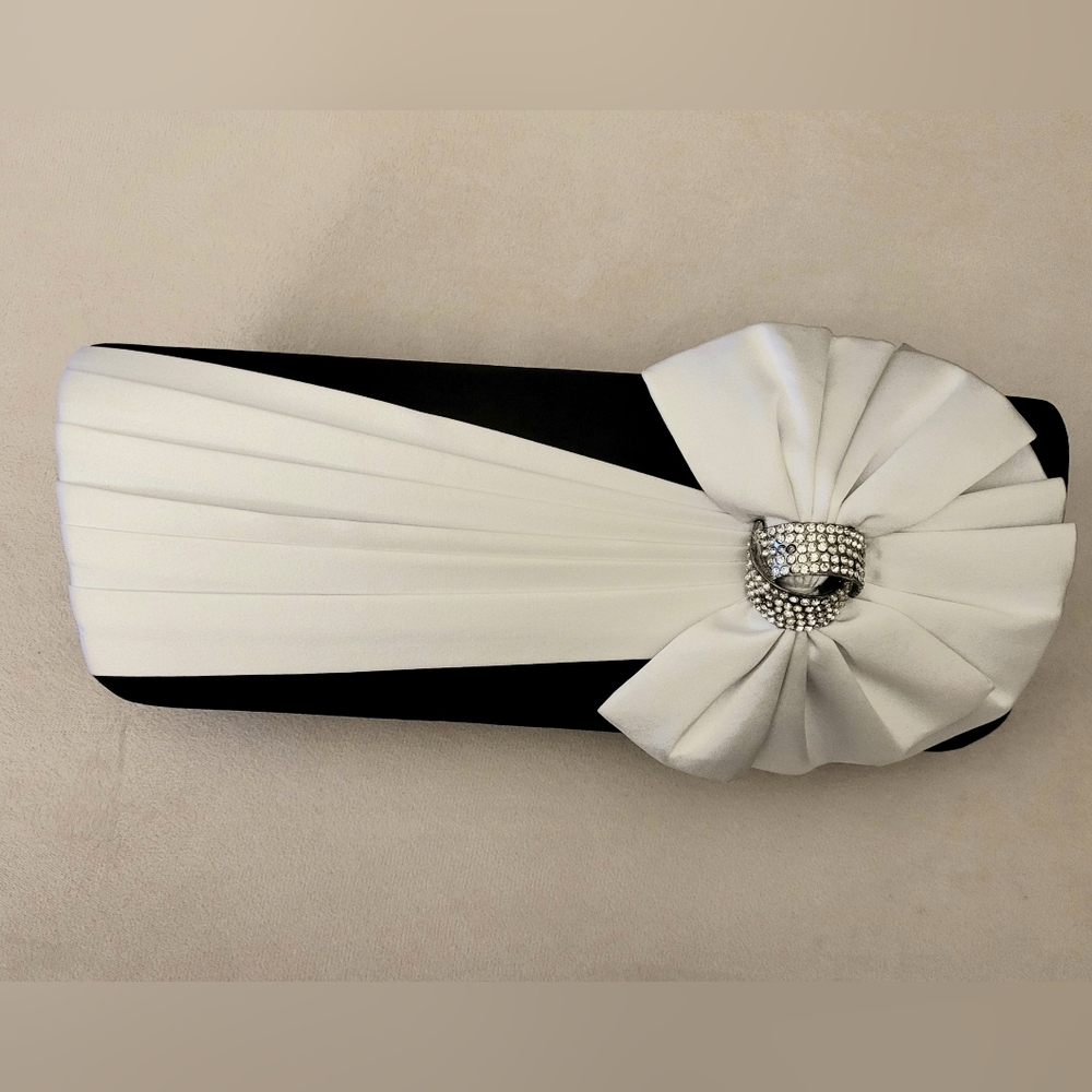 Lulu Townsend Black Clutch with Rhinestone Detail